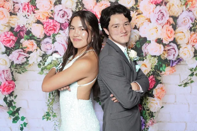 Floral Brick photo booth backdrop