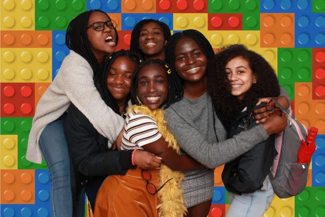 Lego Wall photo booth backdrop